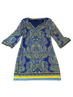Laundry by Shelli Segal Blue Paisley Pattern Dress, Size M